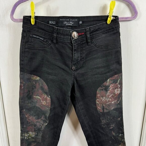 Philipp Plein Devil's Food Printed Stretch Cotton Jeggings sugar skull print - Picture 2 of 10